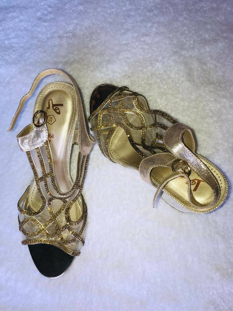 Bridal Golden heels | Women Shoes | Size: 7 | Worn Once