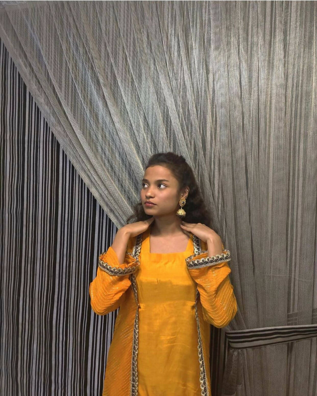 3 PC Long Mustard Coat | Women Locally Made Formals | Medium | New