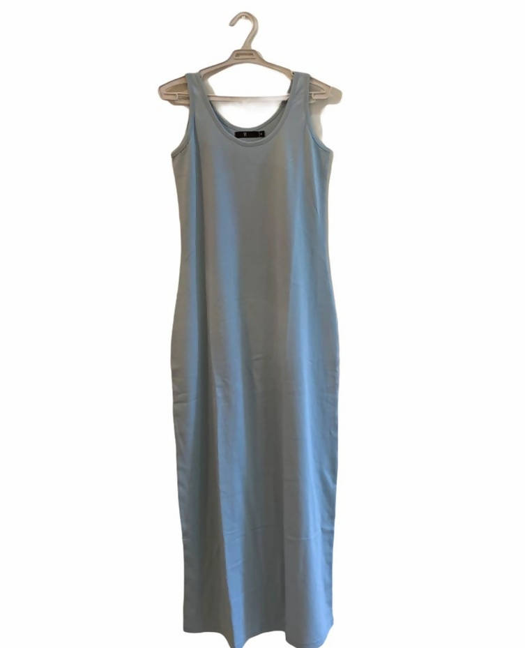 WOMEN's DRESS | LADIES BASIC SLEEVELESS MAXI DRESS | LIGHT GREY BLUE | PRELOVED