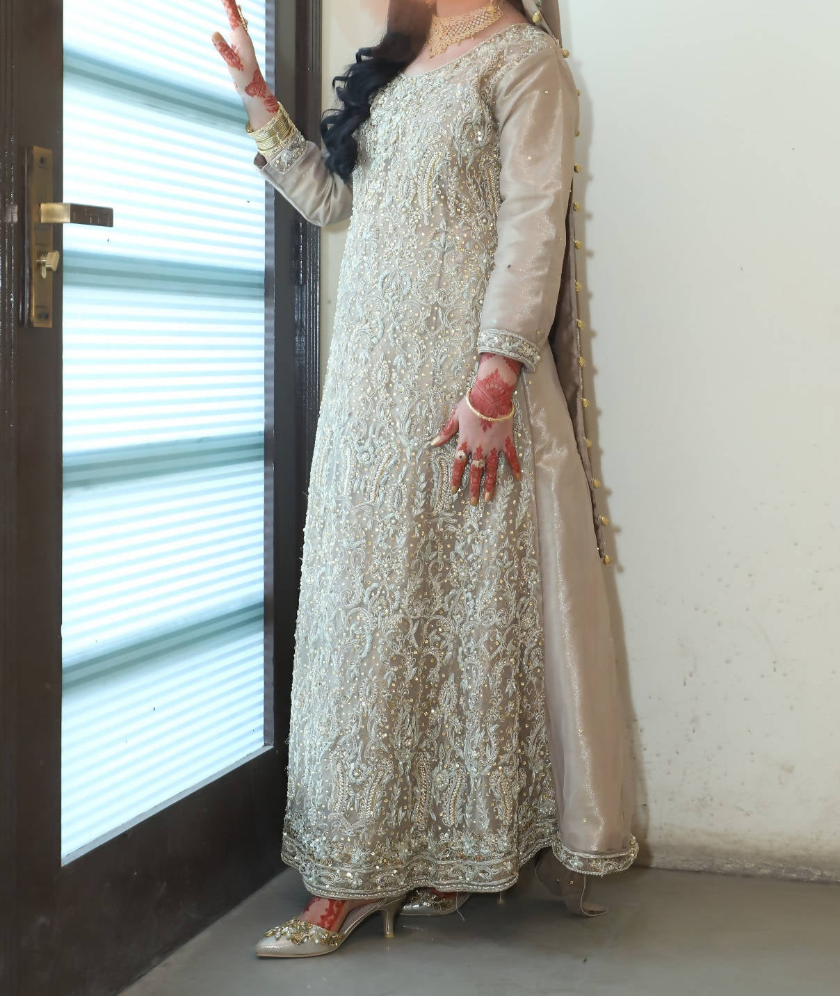 Silver Bridal Maxi for Walima | Women Bridals | Medium | Worn Once