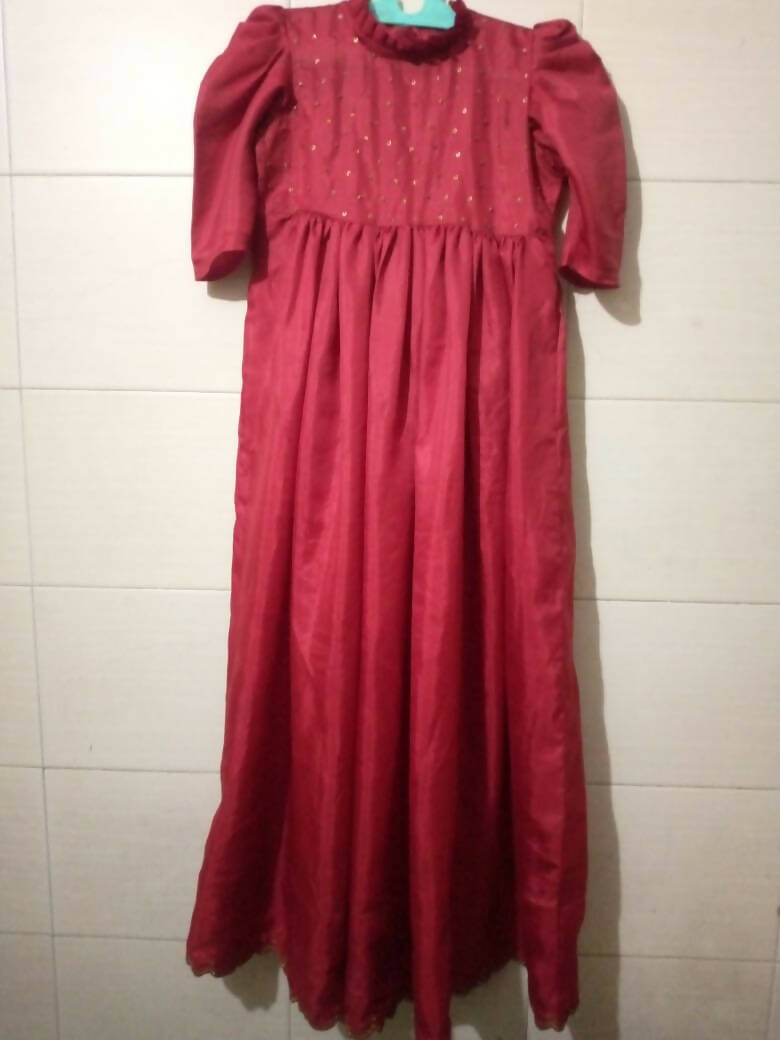 Maroon Embroidered Kurta | Women Frocks & Maxis | Medium | Worn Once