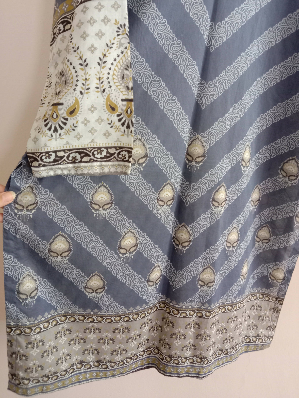 Blue & grey printed Kurta | Women Locally Made Kurta | Large | New
