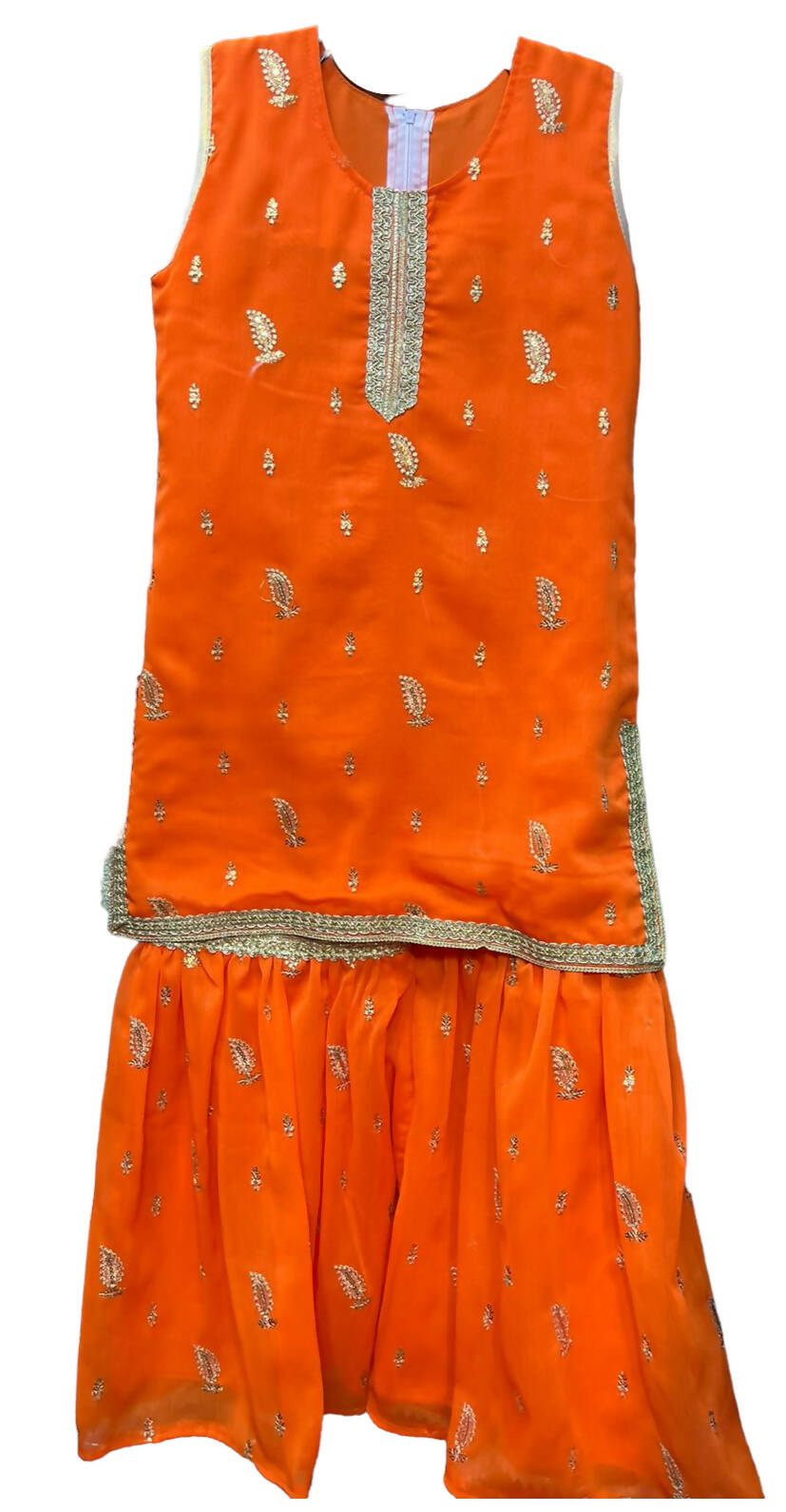 Orange Gharara | Kids | Girls Shalwar Kameez | Size: 1-7 years | Brand New