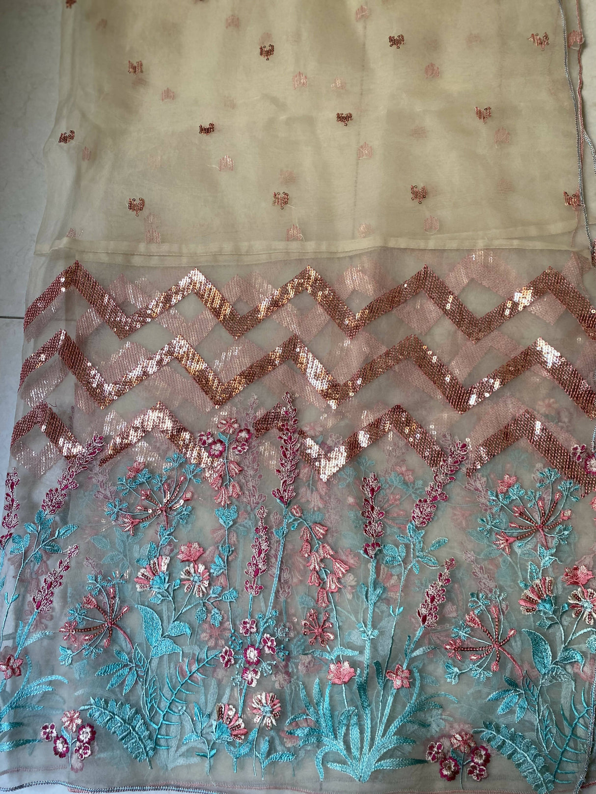Embroidered Organza Dupatta (Size: L ) | Women Accessories | New