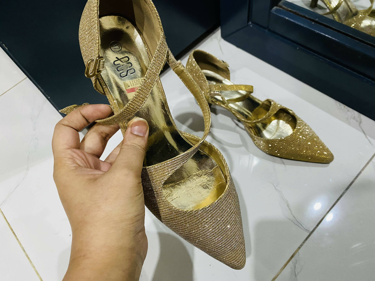 ECS | Golden Heels | Women Shoes | Size: 37 | Worn Once