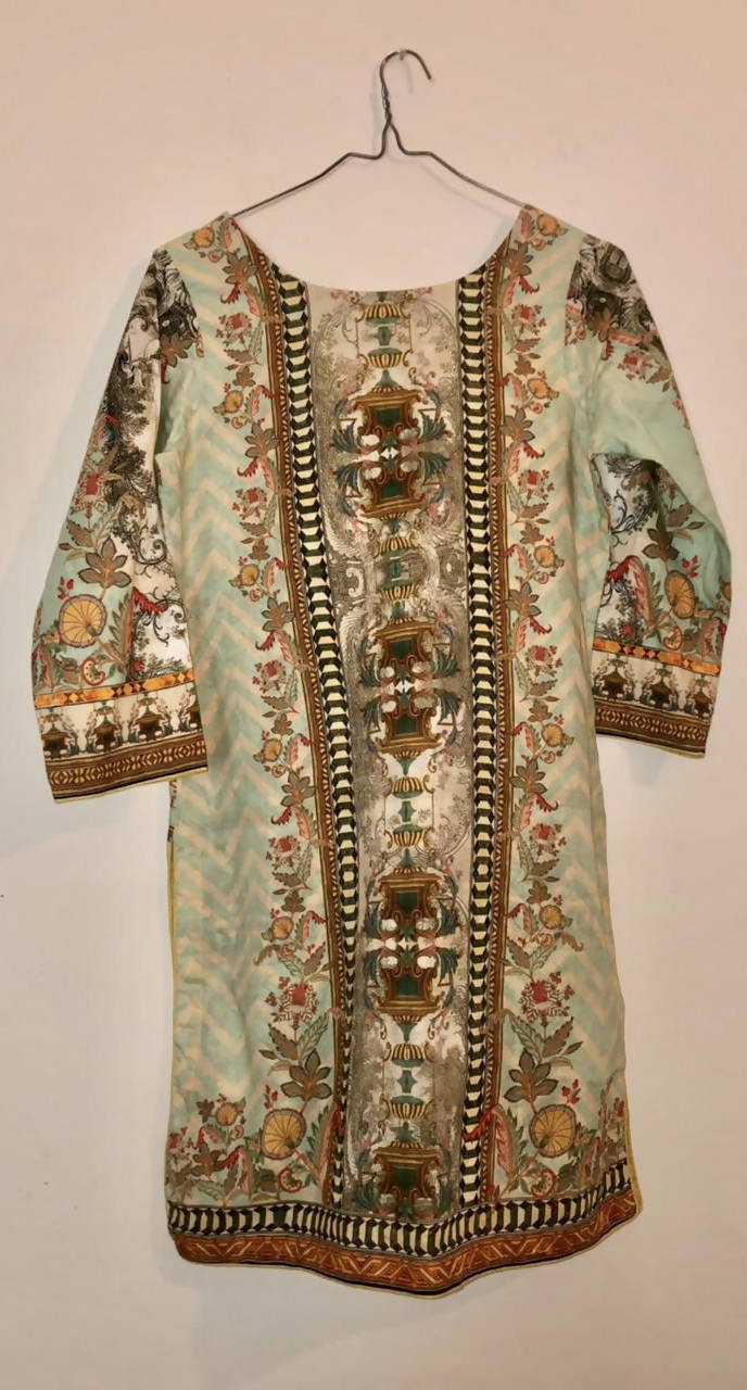 So Kamal | Beige Lawn Kurta | Women Branded Kurta | Small | New