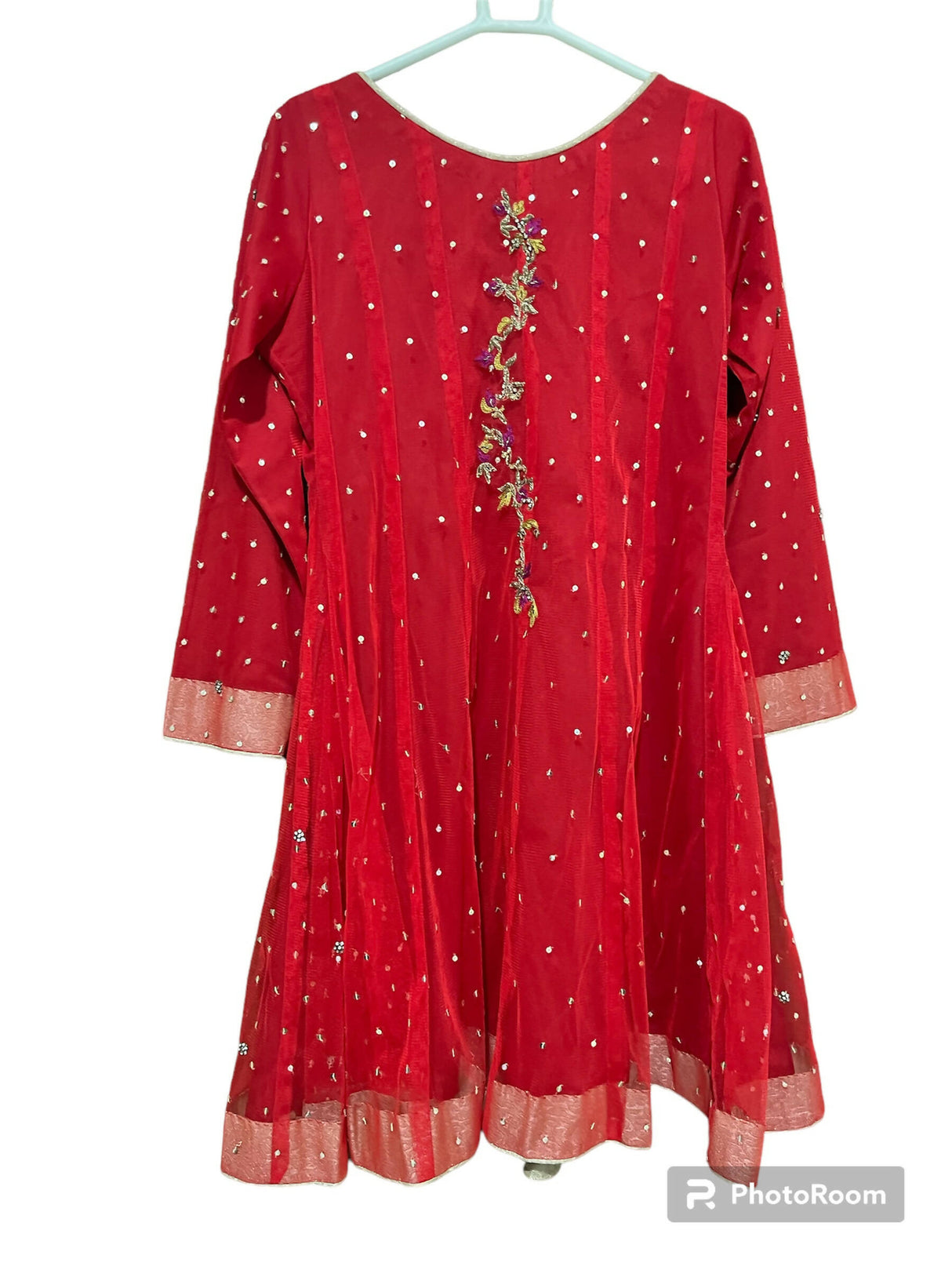 Formal Red Embroidered Suit | Women Locally Made Formals | Small | Worn Once