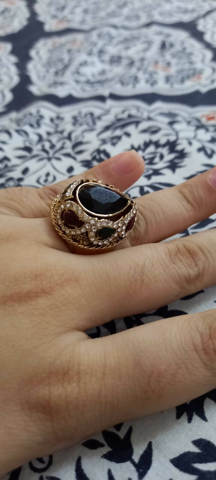 Black Stone Ring ( Size: 18 ) | Women Jewelry | New