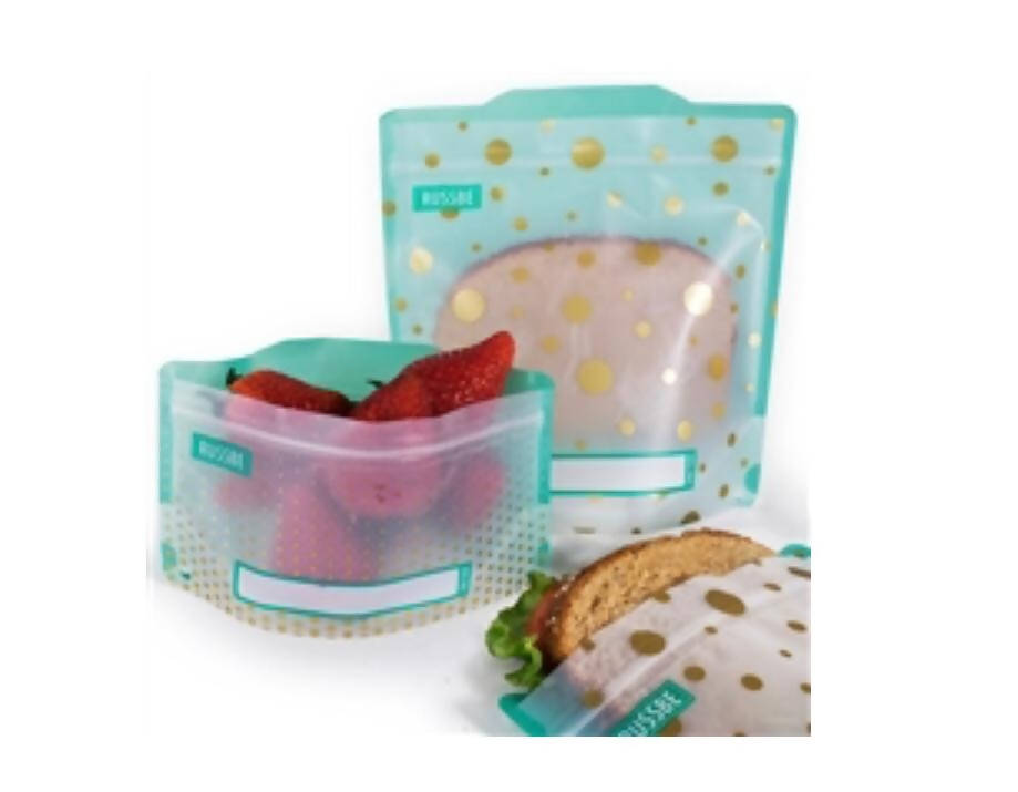 Russbe | Reusable Zip lock Snack Bags | Polka Dot | Pack of 4 |Kitchen|For Your Home| Brand New With Tags