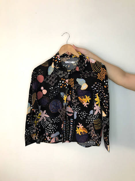 Pull&Bear | Black Button-up 3/4 Sleeve Shirt | Women Tops & Shirts | Small | New