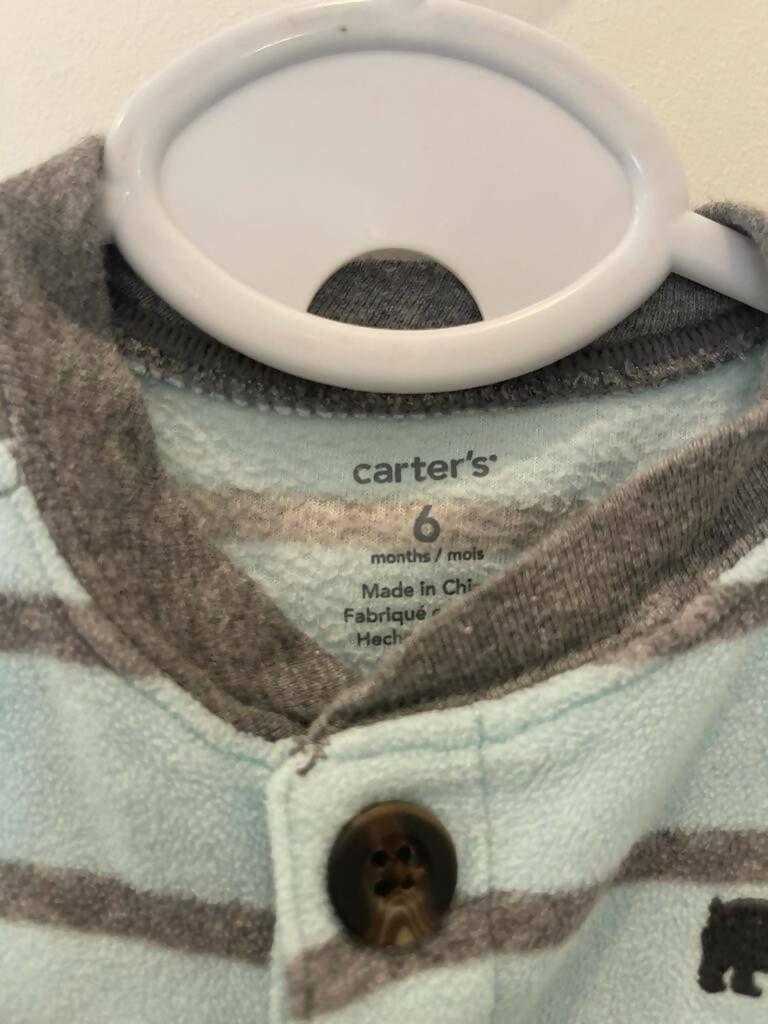 Carters | Blue Onesie Fleece Sleeper | Baby Boys Bodysuits & Onesies | Size: 6 months | Preloved