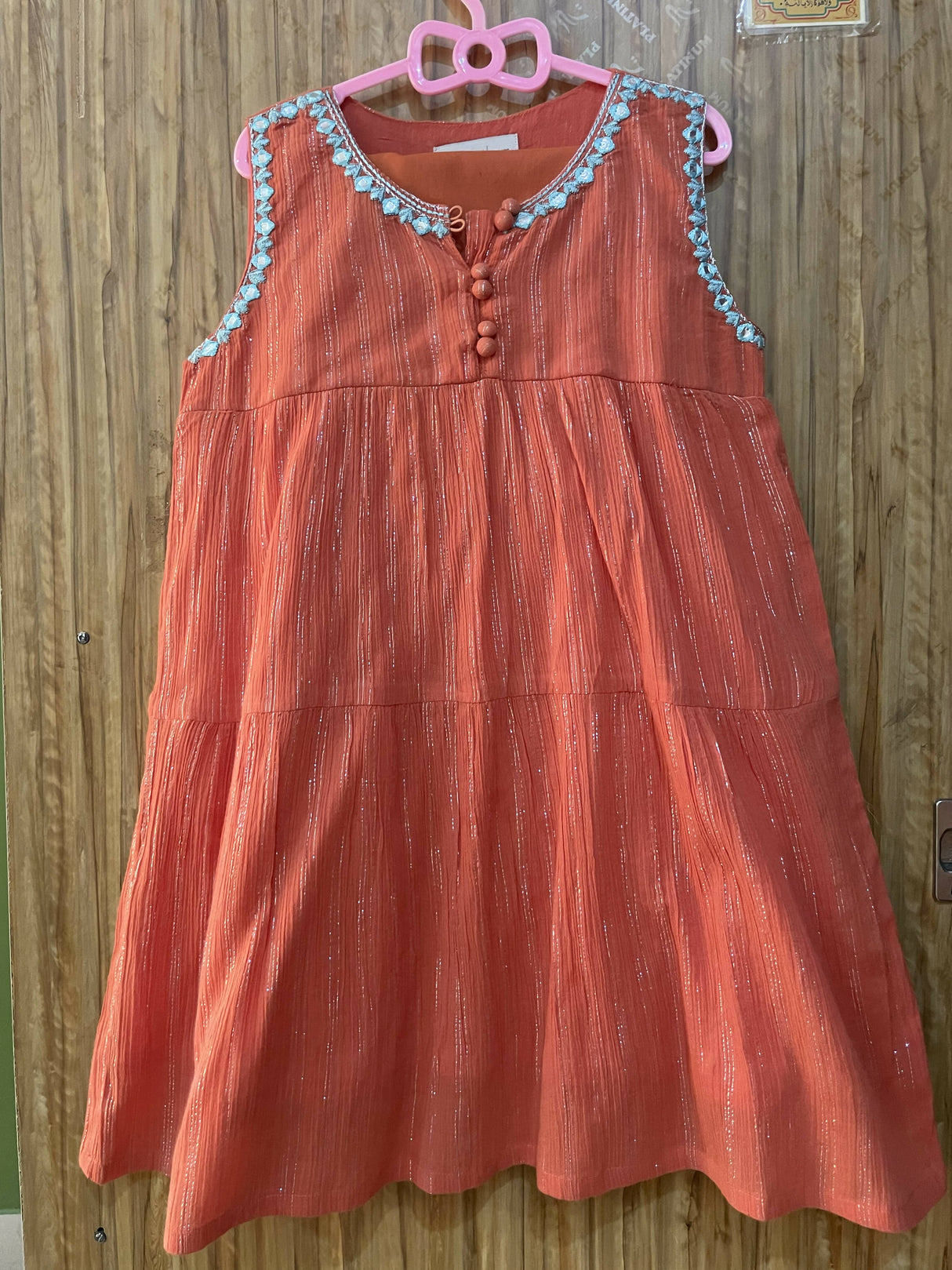 hopscotch | پتلون کے ساتھ نارنجی فراک (6-8 سال) | لڑکیوں کی شلوار قمیض | ایک بار پہنا۔