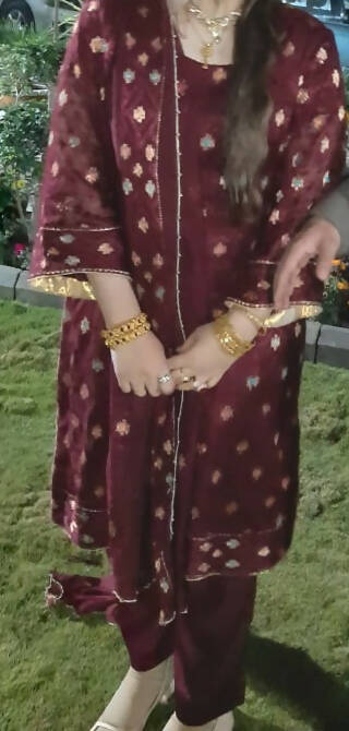 Bareeze | Cotton Net 3 Pc Suit | Women Branded Formals | Medium | Worn Once