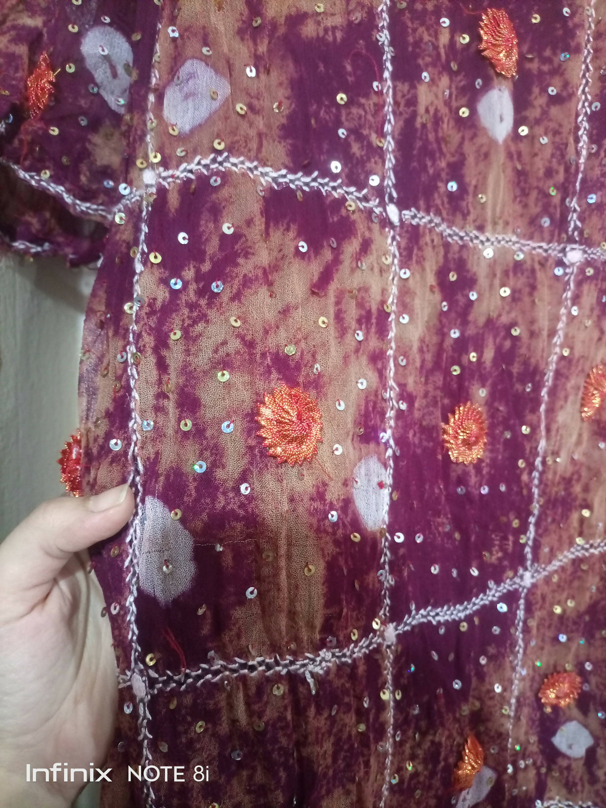 Three Piece Chunri Chiffon Suit | Women Locally Made Formals | Medium | Worn Once