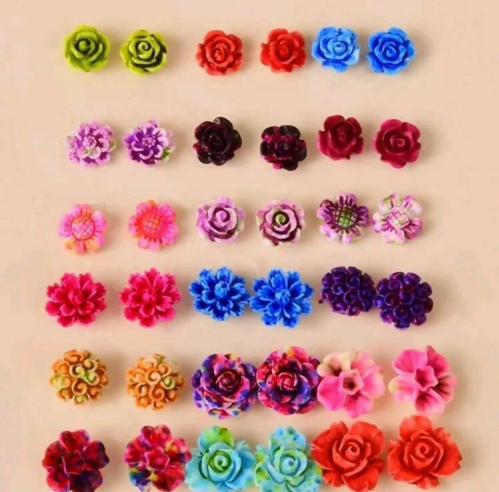 SHEIN | Colorful 18 pairs flower stud earrings | Women Jewelry | Brand New