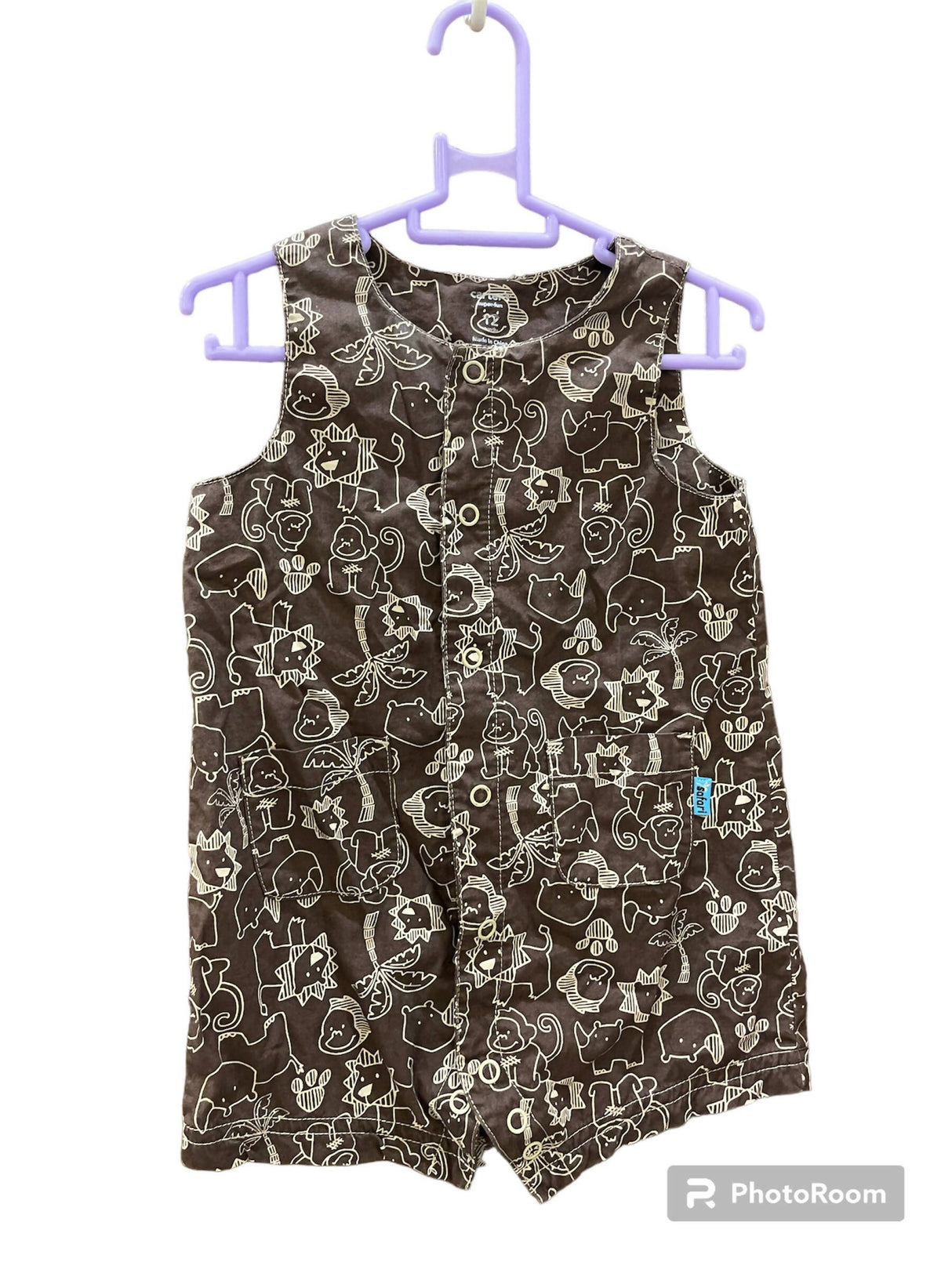 Carters OshKosh | Brown Romper | Kids | Baby Tops & Shirts | 12 Months | Preloved