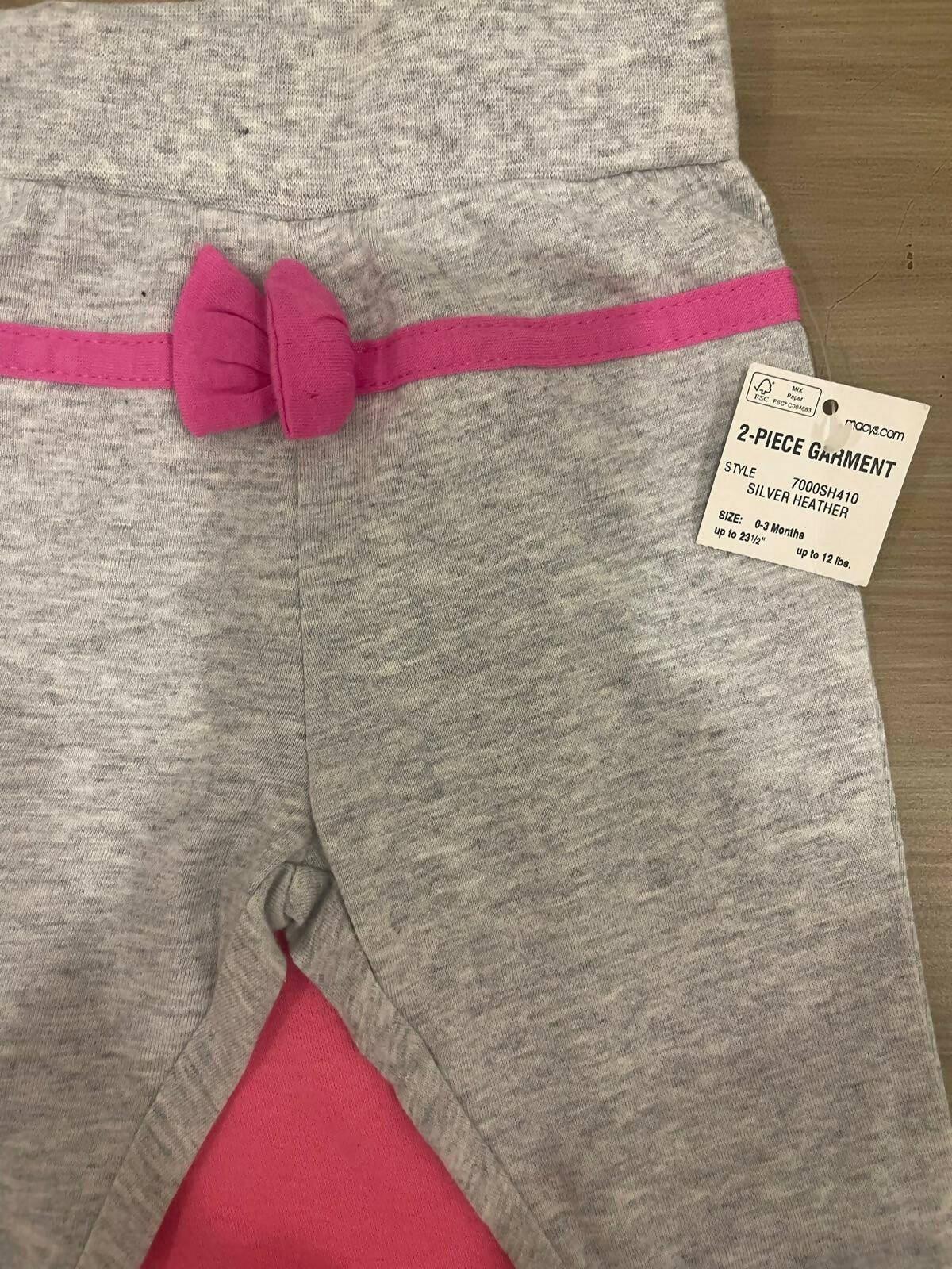 Macy's | Pink & Grey Pack of 2 Pants | Size: 0-3 months | Baby Bottoms | Brand New