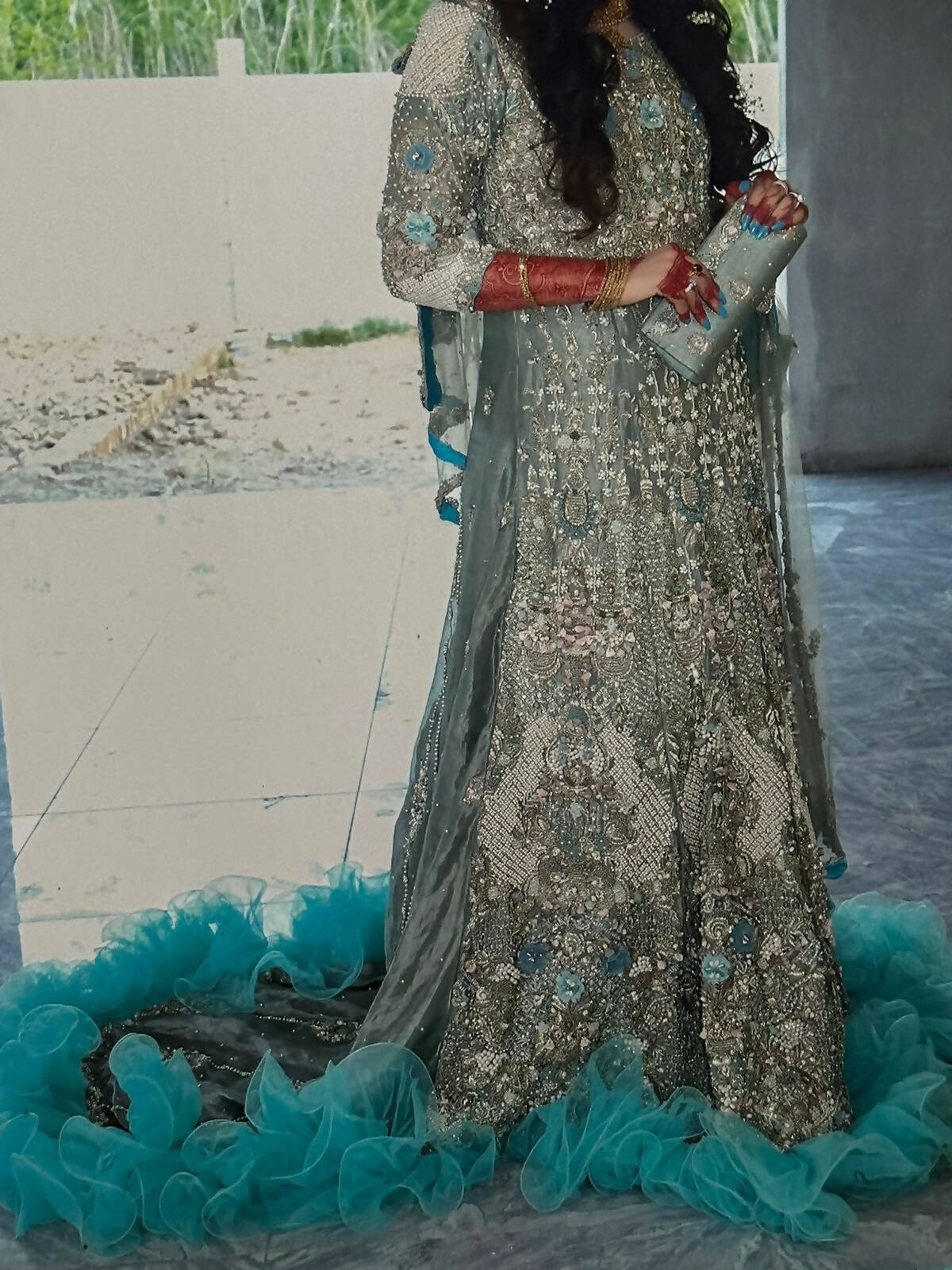 Elegant Heavy Embroidered Maxi | Women Bridals | Large | Worn Once