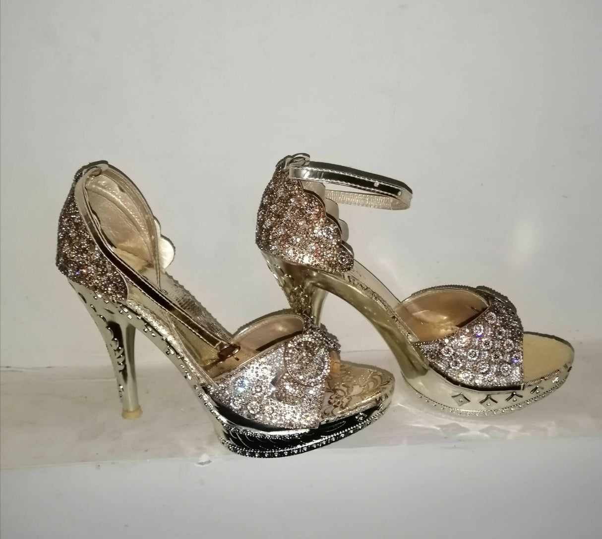 Golden Heels | Women Shoes | Size: 8| Worn Once