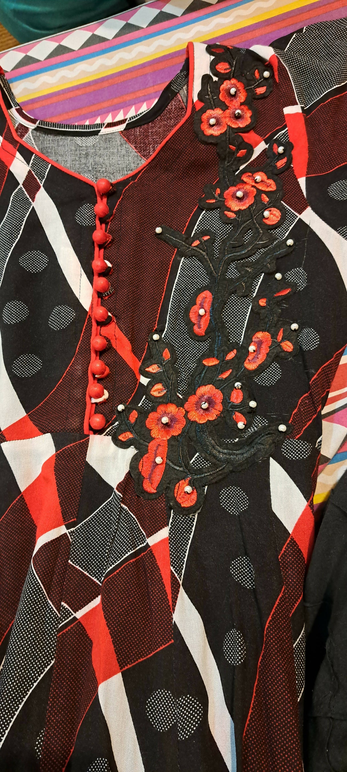 Black and Red Long Maxi | Women Frocks & Maxis | Small | Preloved