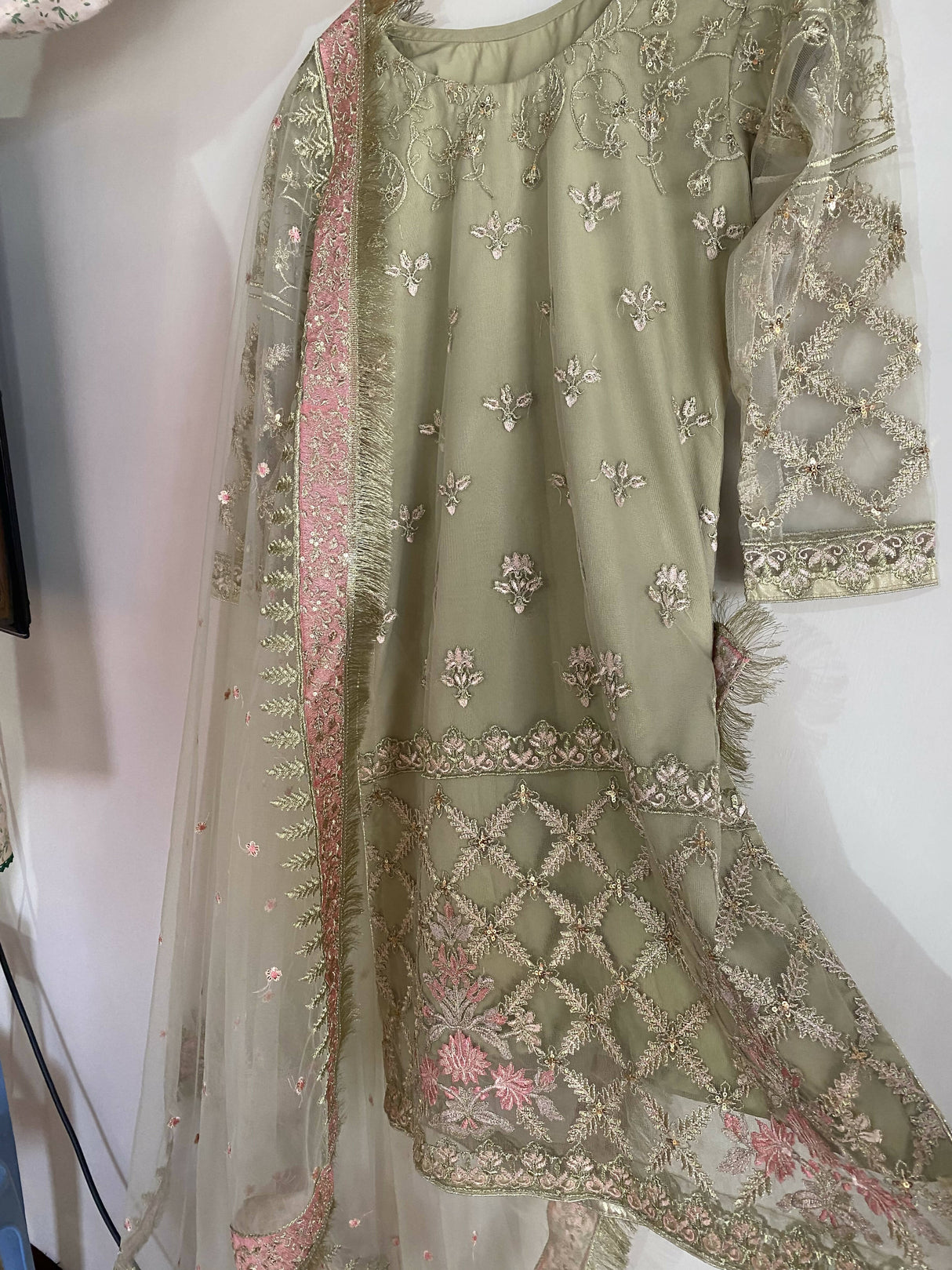 Stunning Net Embroidered Suit | Women Locally Made Formals | Medium | Worn Once