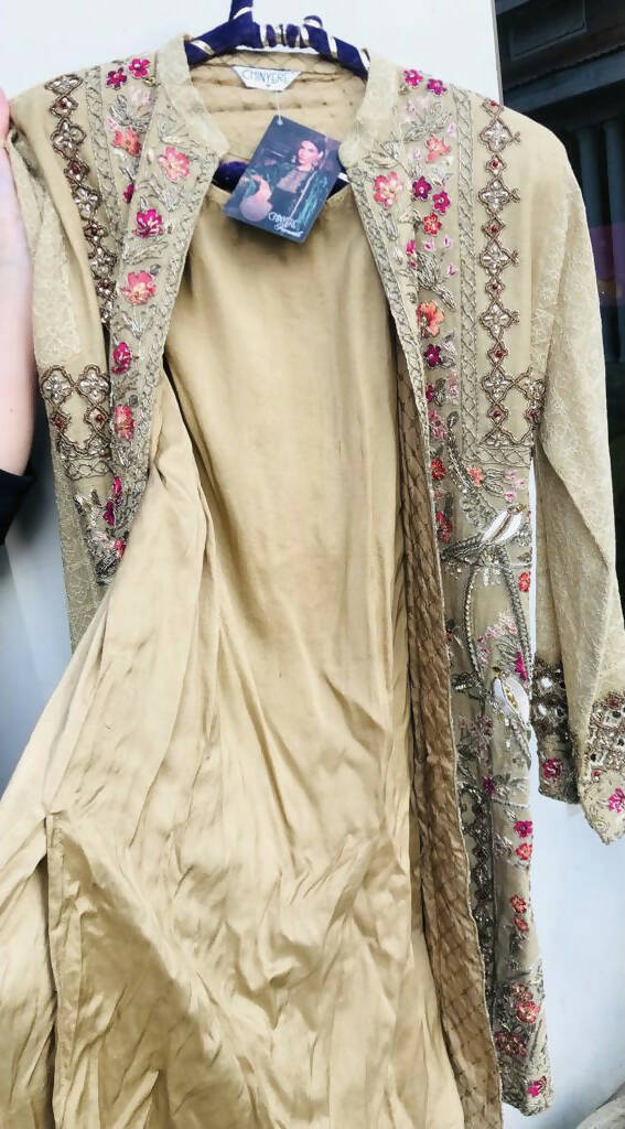 Chinyere | Beige Gown | Women Branded Formals| Medium | Brand New