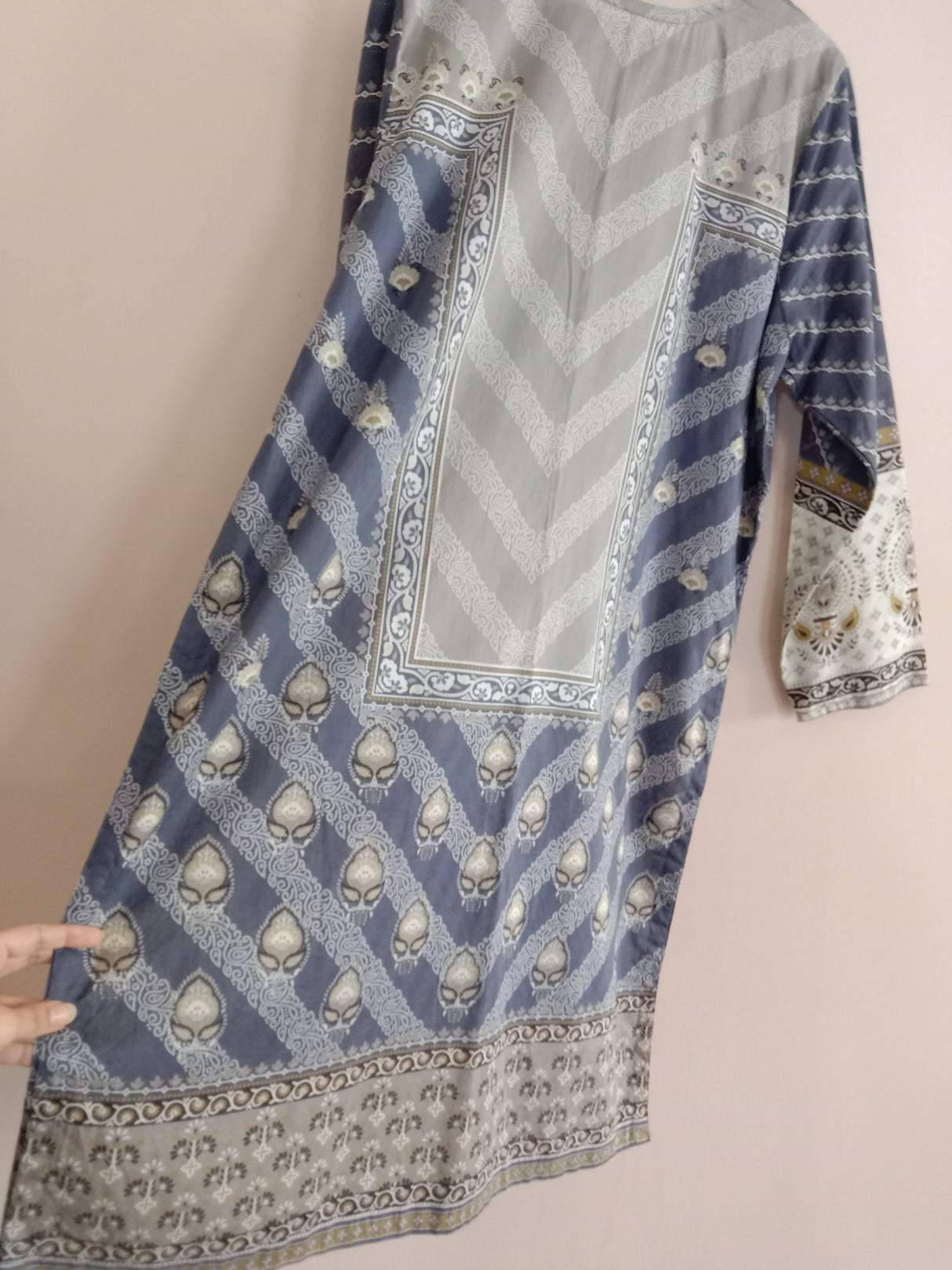 Blue & grey printed Kurta | Women Locally Made Kurta | Large | New