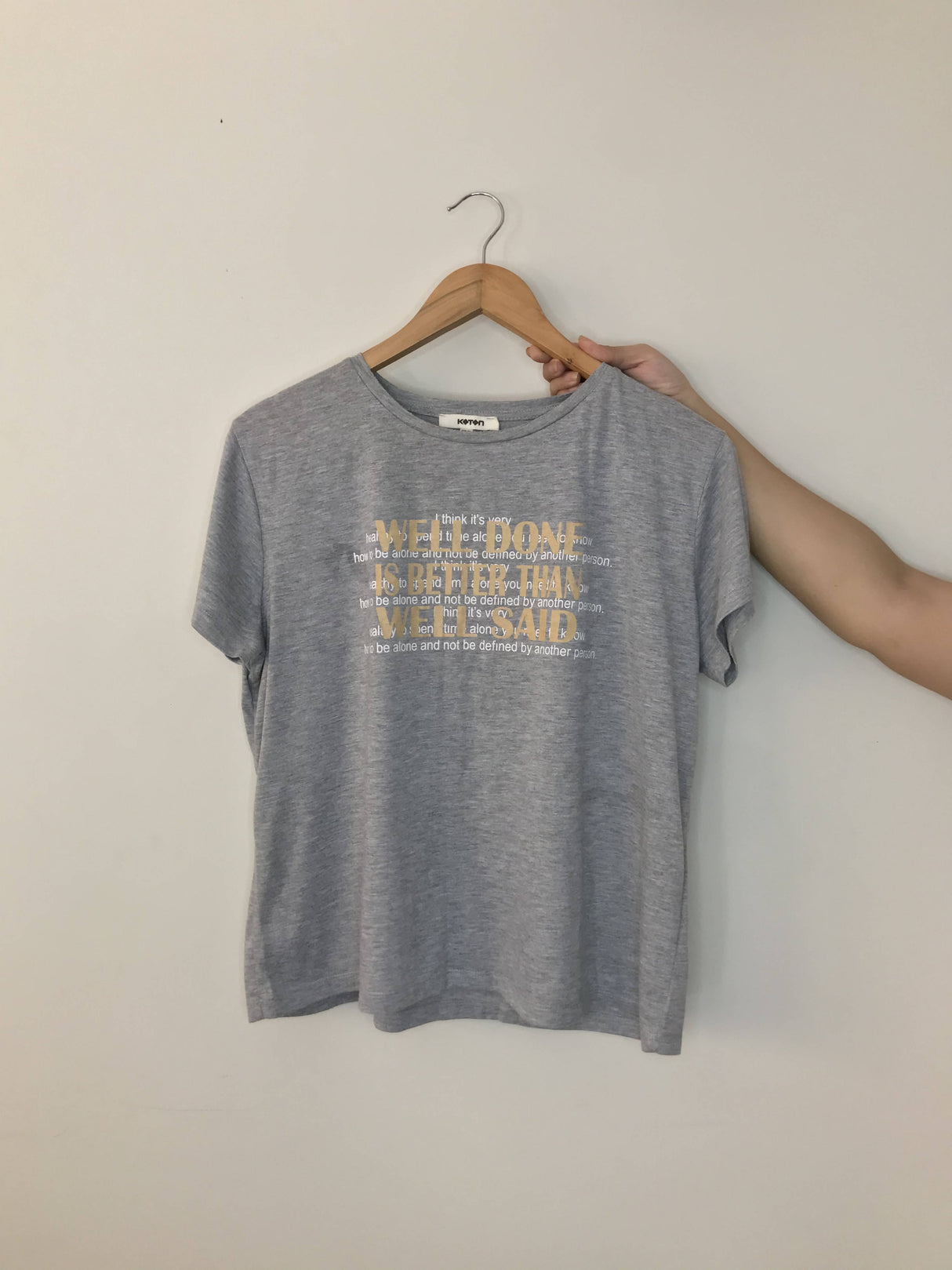 Koton | Grey Slogan Tee | Women Tops & Shirts | XXL (Fit S) | Worn Once