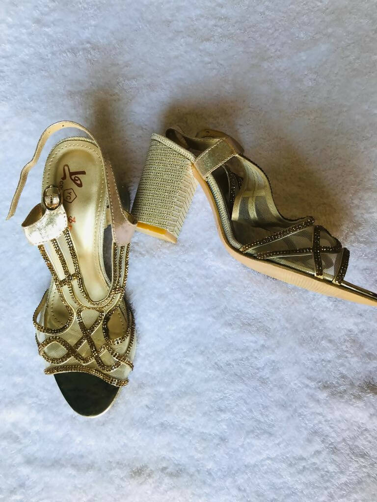 Bridal Golden heels | Women Shoes | Size: 7 | Worn Once