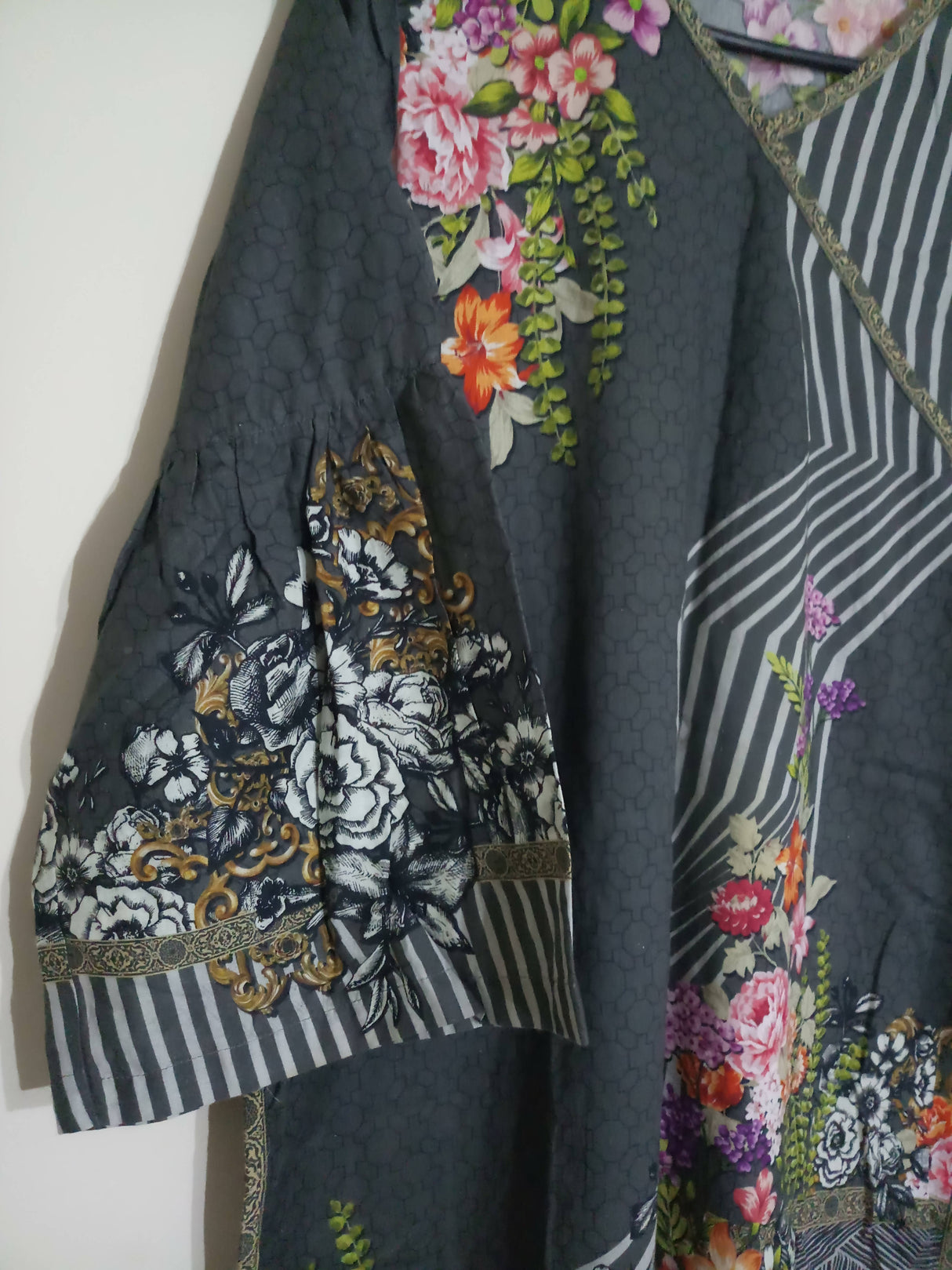Diners | Floral Black Kurta | Women Branded Kurta | Small | Preloved