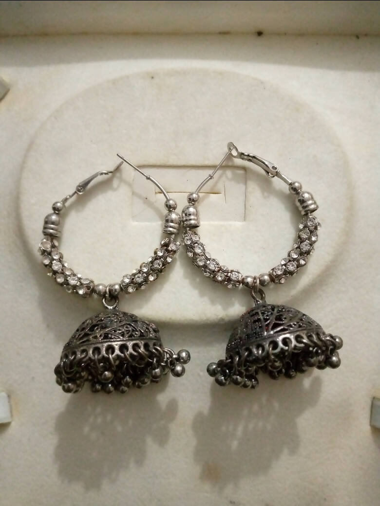 Stylish Black & Grey Jhumkas | Women Jewelry | Medium | Preloved