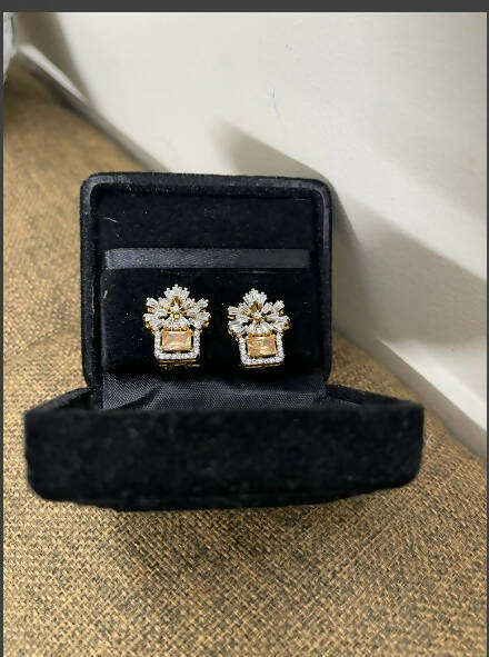 La Jewelta | Pure Silver Earrings with Champagne Stone | Women Jewelry | Earrings | New