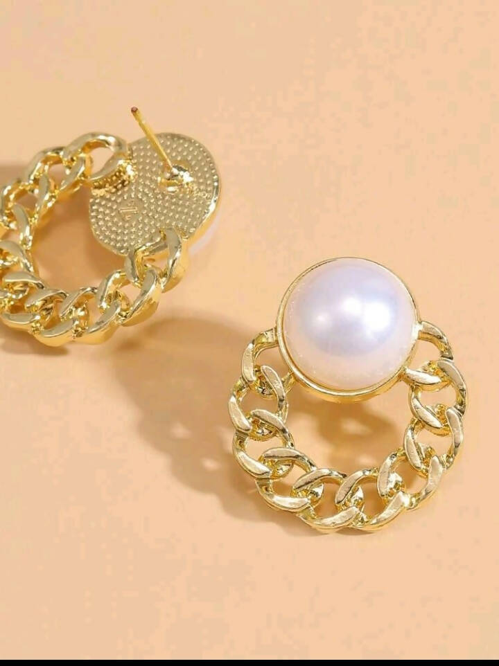 SHEIN | Faux Pearl Decor Hoop Earrings| Women Jewelry | Brand New