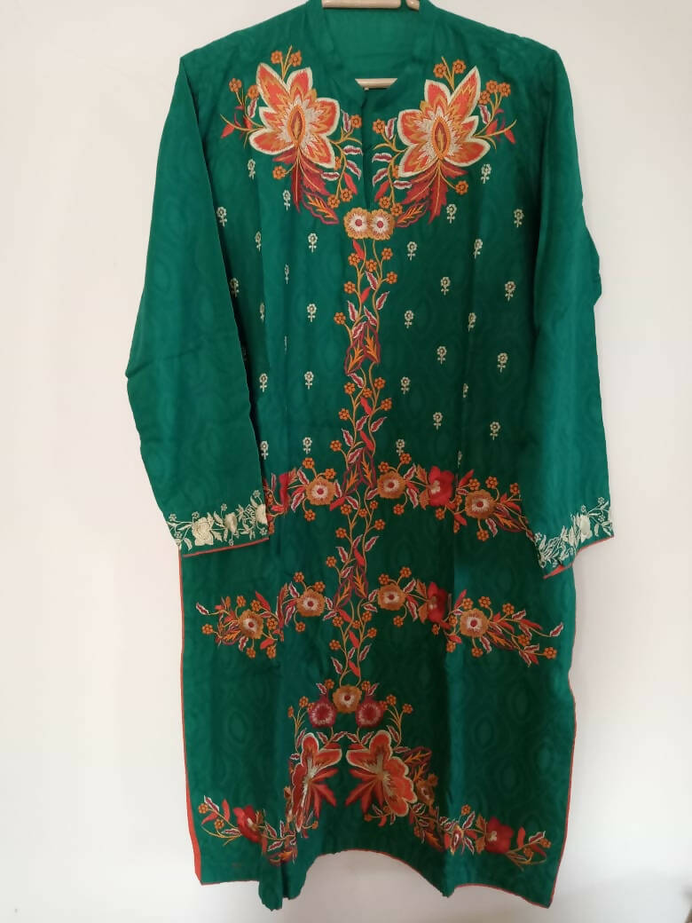 Junaid Jamshed | Green embroidered Kurta | Women Branded Kurta | Medium | New