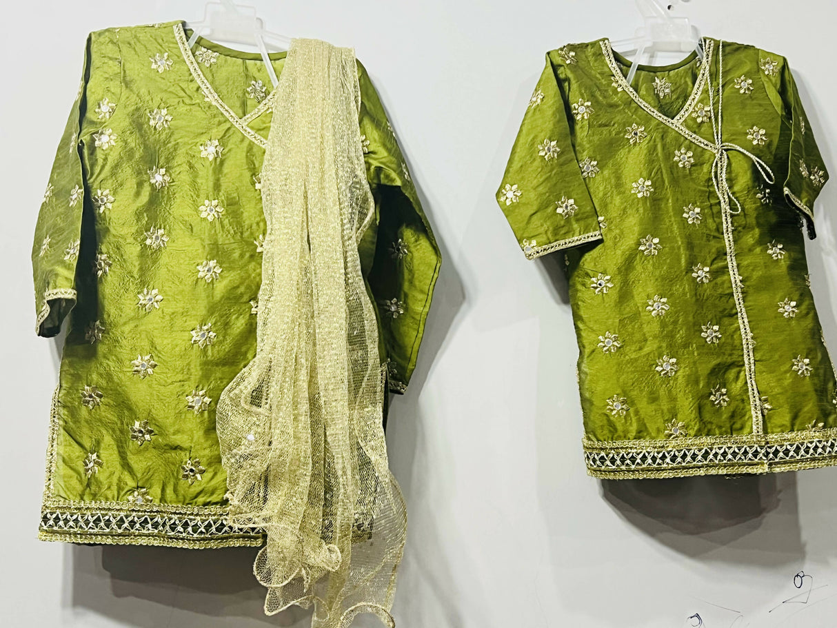 Mayo Green Suit | Kids | Girls Shalwar Kameez | 2 to 5 Yrs | Preloved