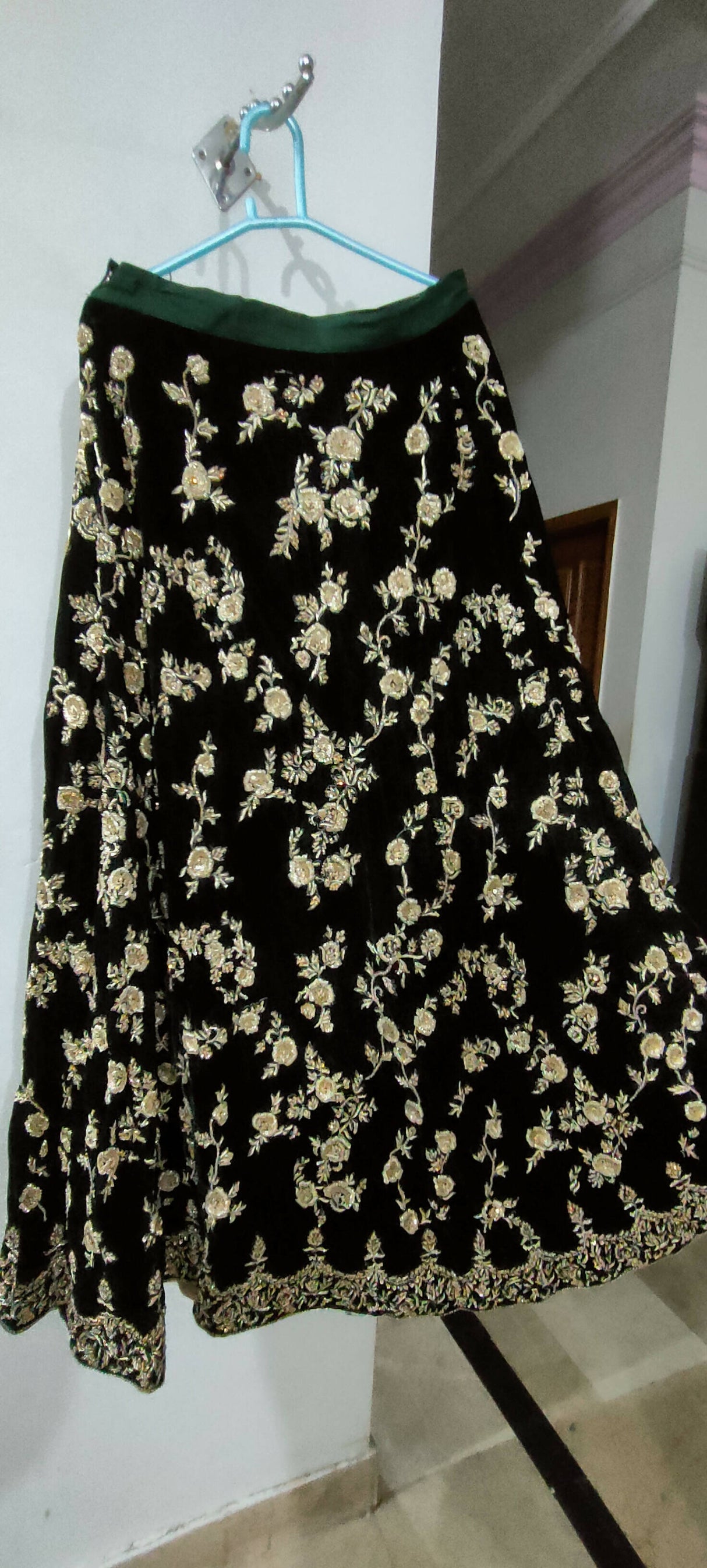 Green Velvet embroidery lehnga | Women Locally Made Formals | Medium | Worn Once