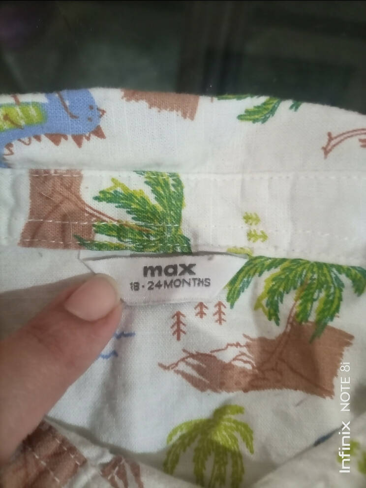 Max | Printed White Shirt (Size: 1 to 2 years ) | Boys Tops & Shirts | Preloved