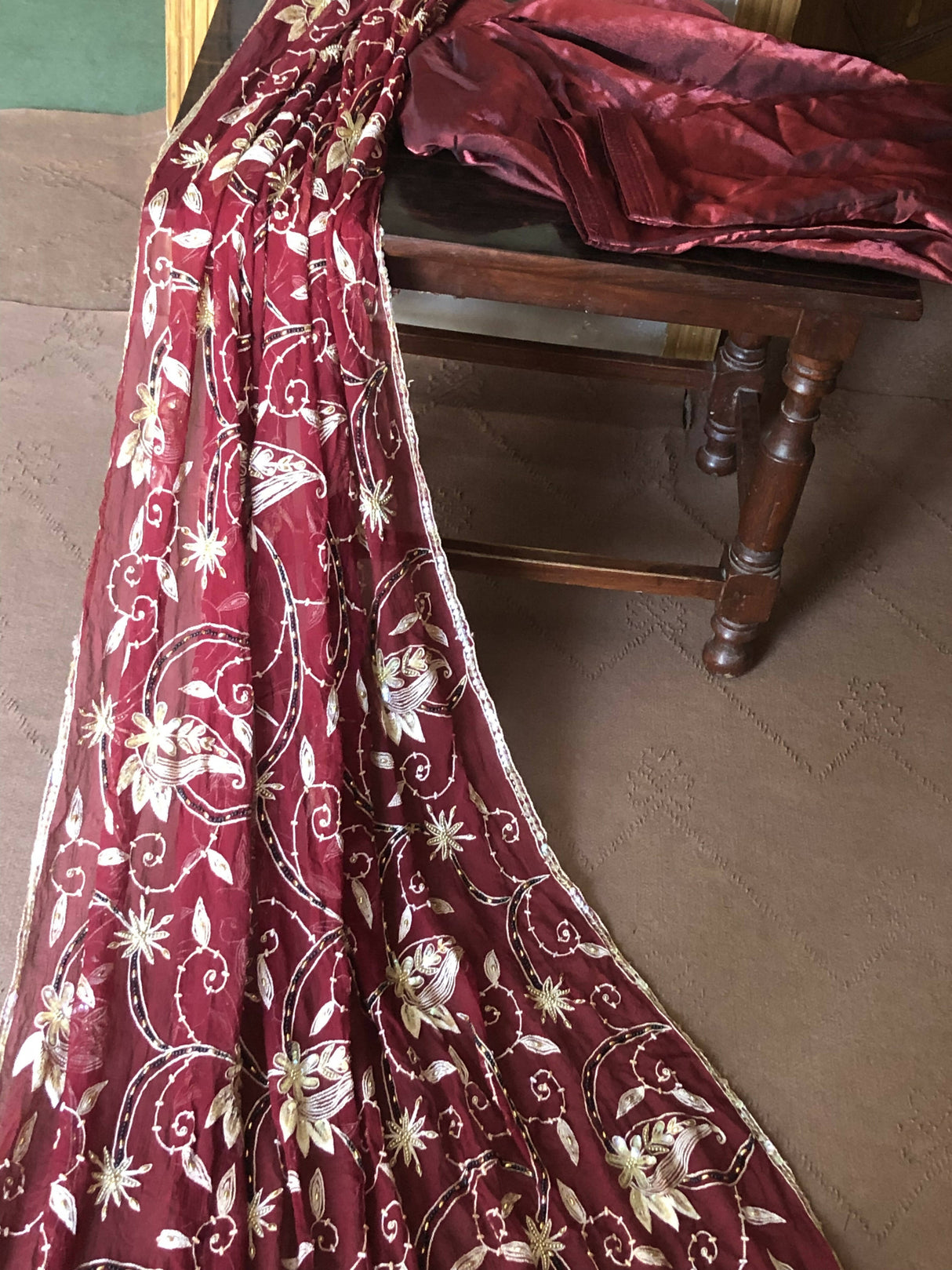 3 Pc Maroon Suit | Women Locally Made Formals | Medium | Worn Once