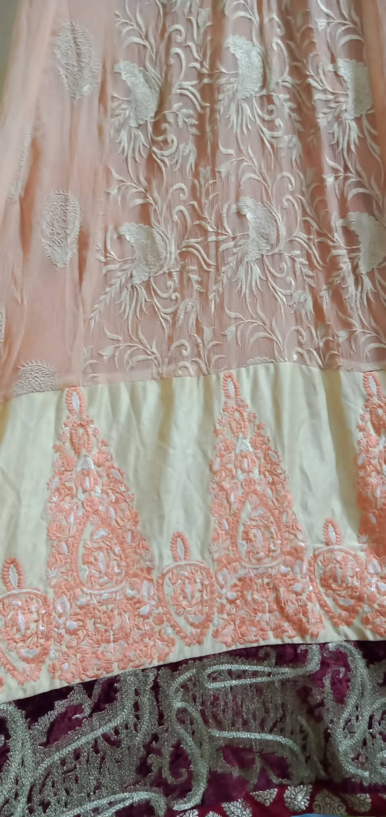 Peach Pure Chiffon Fancy Suit | Women Froks & Maxis | Small | Preloved