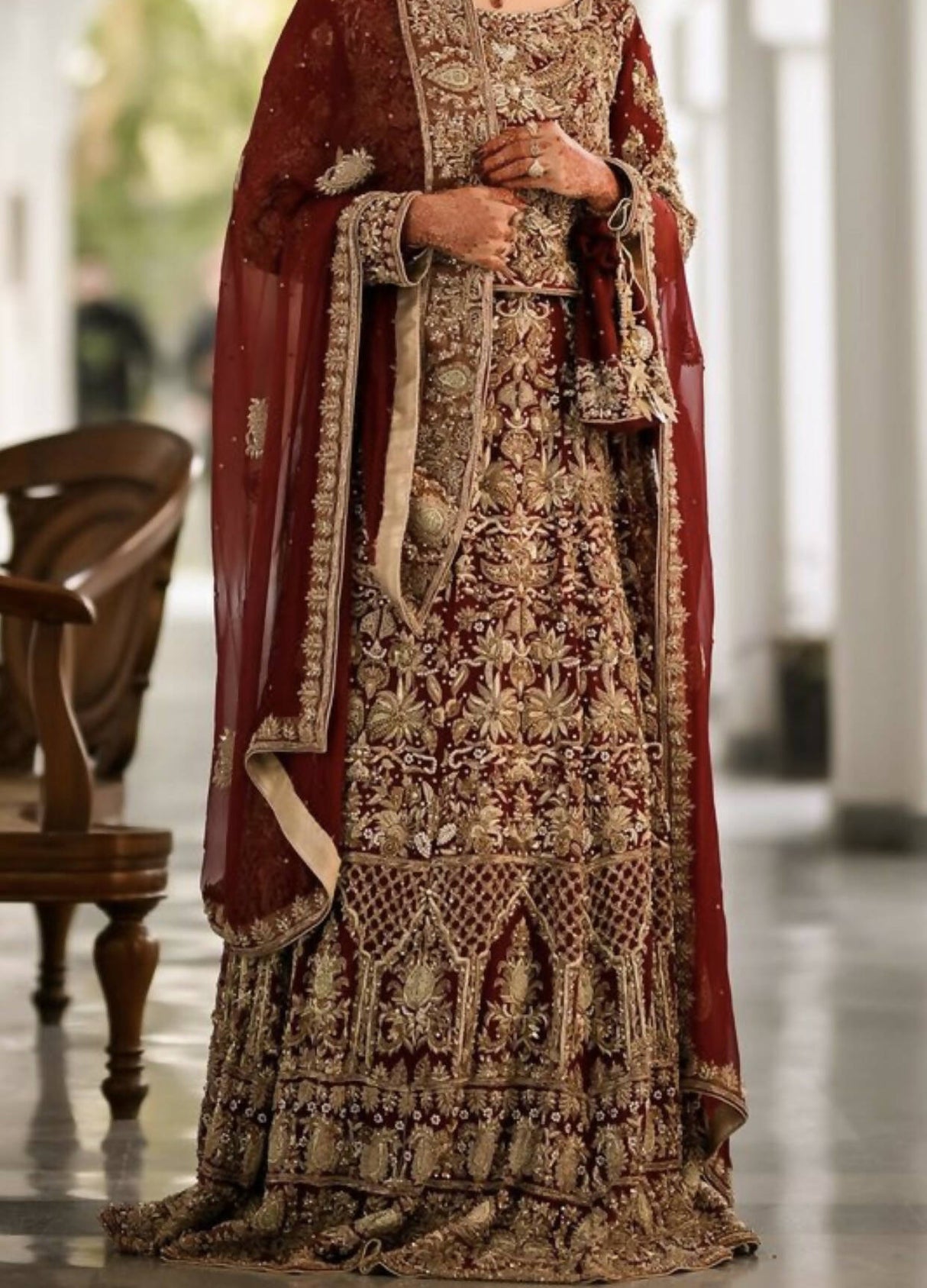 Ajwa Bridal | Heavy Bloody Red Bridal Baraat Suit | Women Bridals | Small | Worn Once