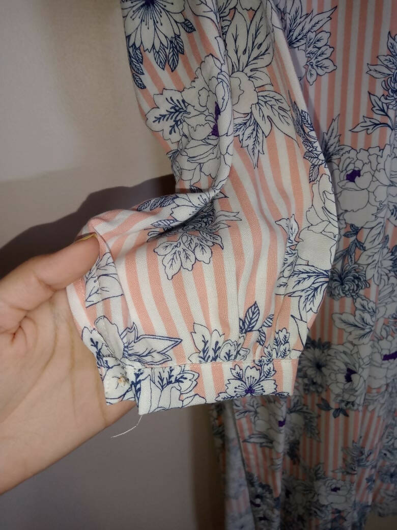 Pastel Floral Frock | Peach and Grey Frock | Women Frocks & Maxis | Medium |New