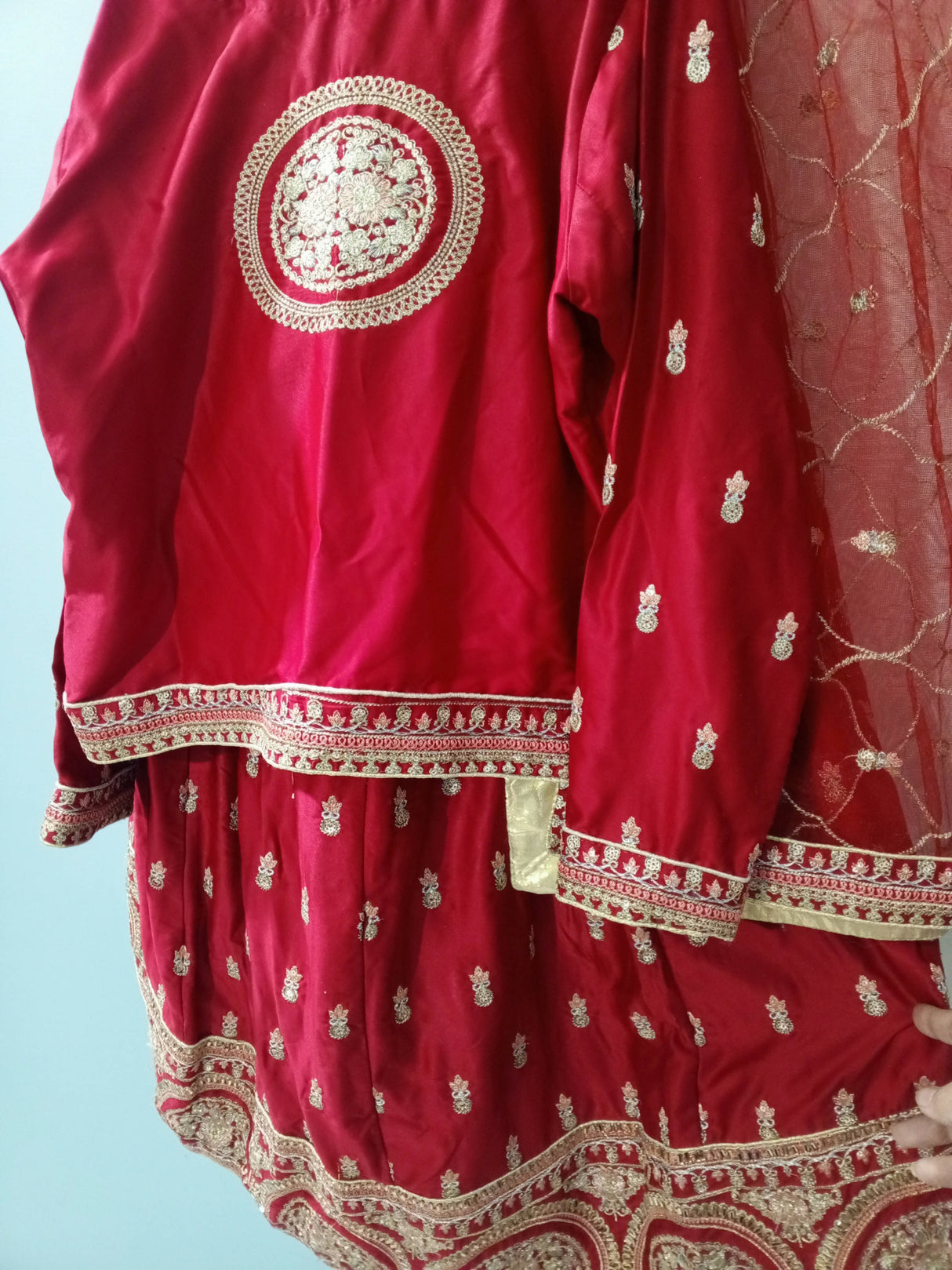 Red Festive Lehnga Suit | Women Bridals | Medium | Worn Once