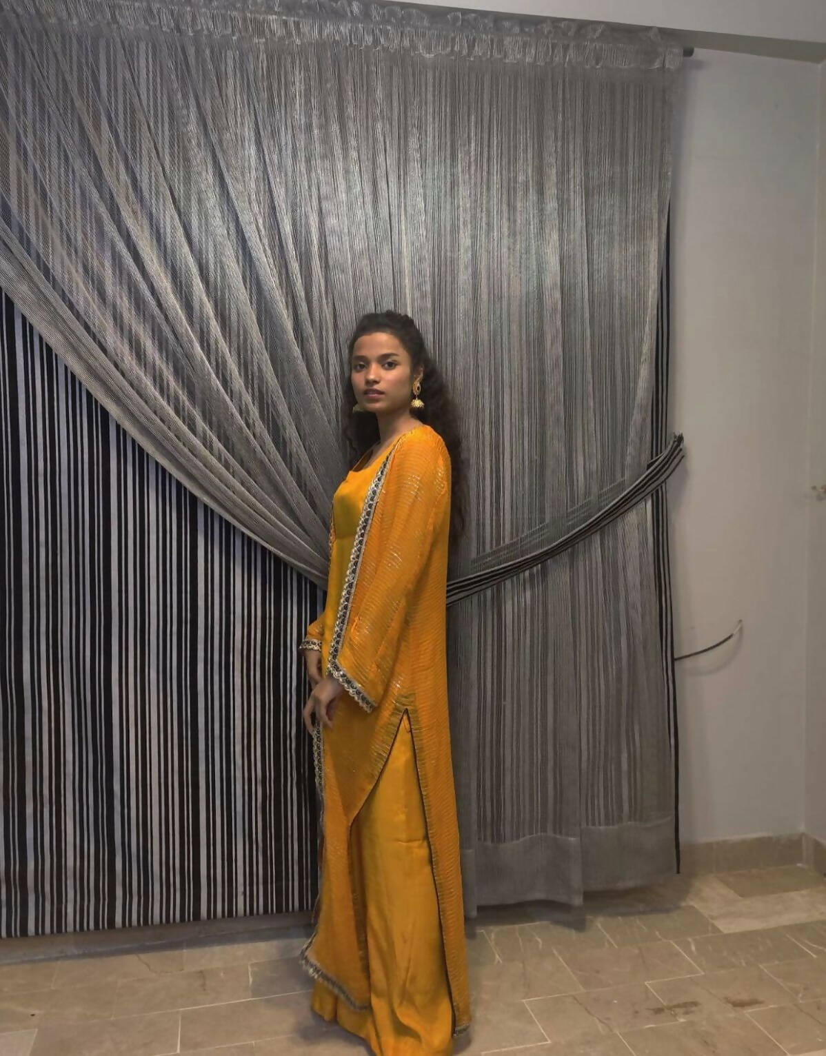 3 PC Long Mustard Coat | Women Locally Made Formals | Medium | New