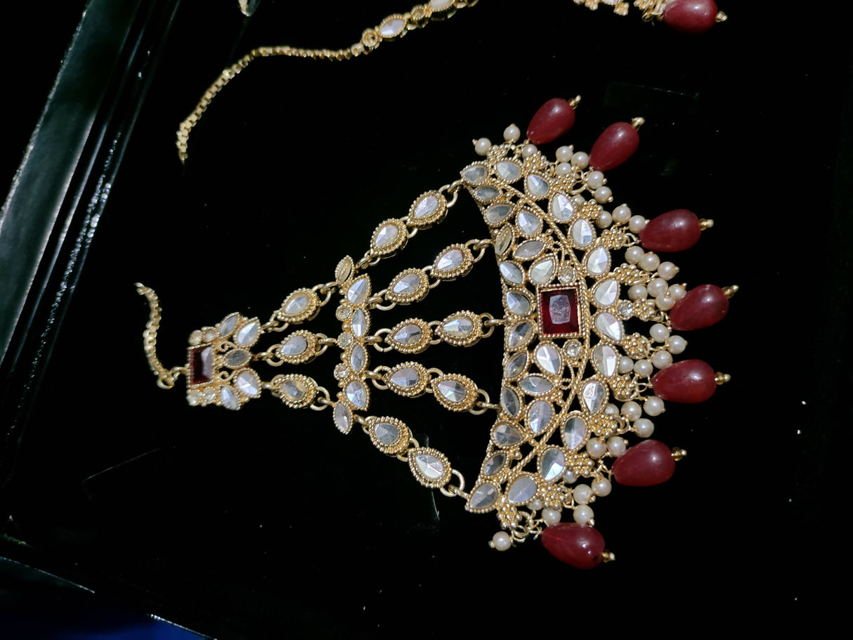 Deep Red Bridal jewelry | Women Jewelry| Worn Once