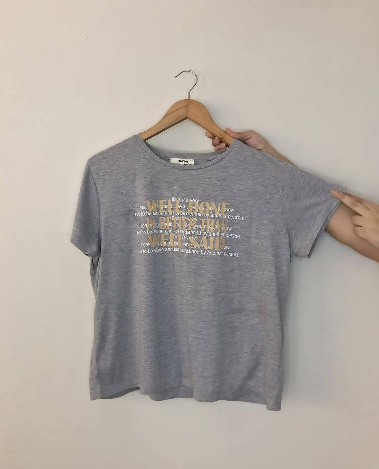 Koton | Grey Slogan Tee | Women Tops & Shirts | XXL (Fit S) | Worn Once