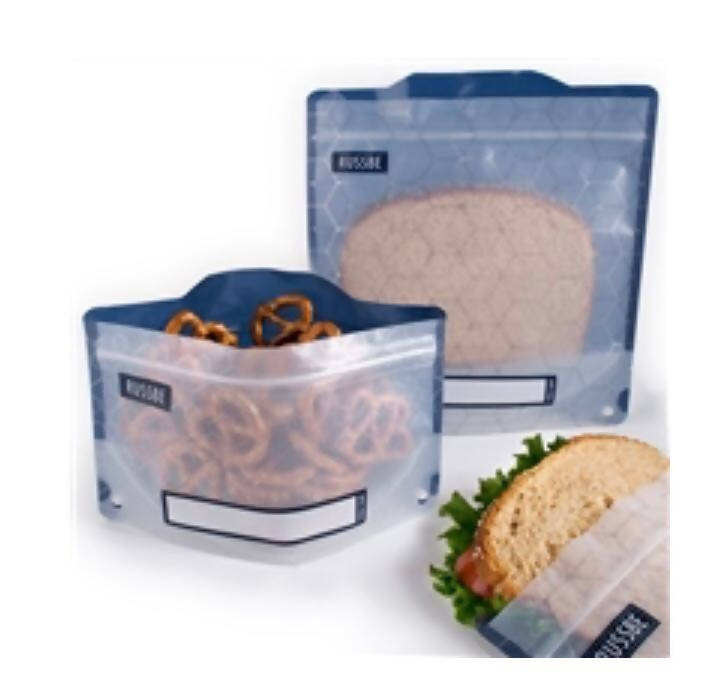 رسبی | کچن | دوبارہ قابل استعمال زپ لاک سنیک بیگ | بلیو | 4 کا پیک | بالکل نیا