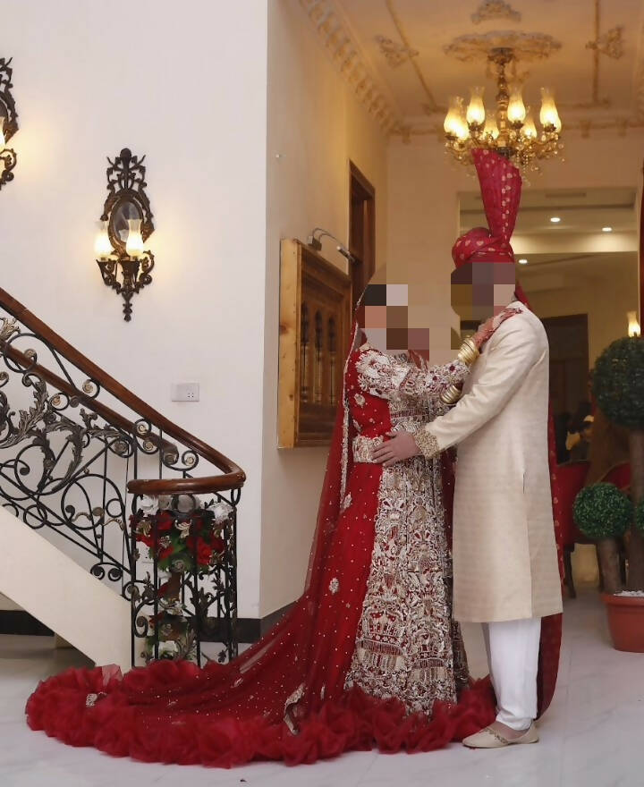 Red Pretty Bridal Suit with long Tail Lehnga | Women Bridals | Medium | Worn Once