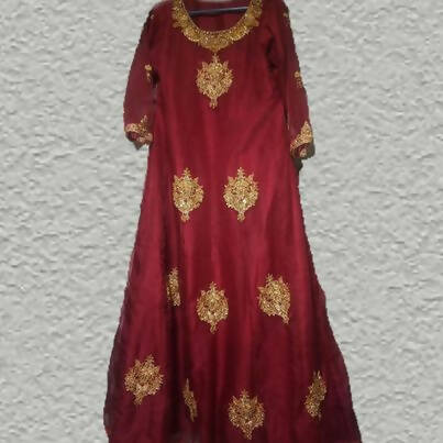 Maroon Cotton Silk Maxi | Women Frocks & Maxis | Medium | Preloved