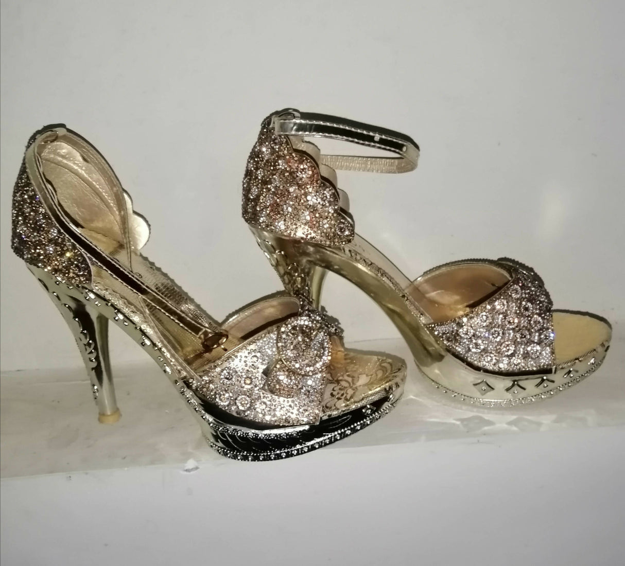 Golden Heels | Women Shoes | Size: 8| Worn Once