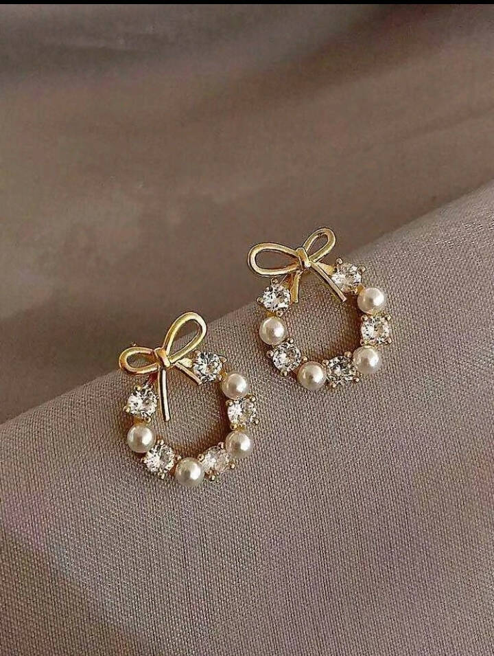 SHEIN | Faux Pearl Decor Hoop Earrings | Women Jewelry | New